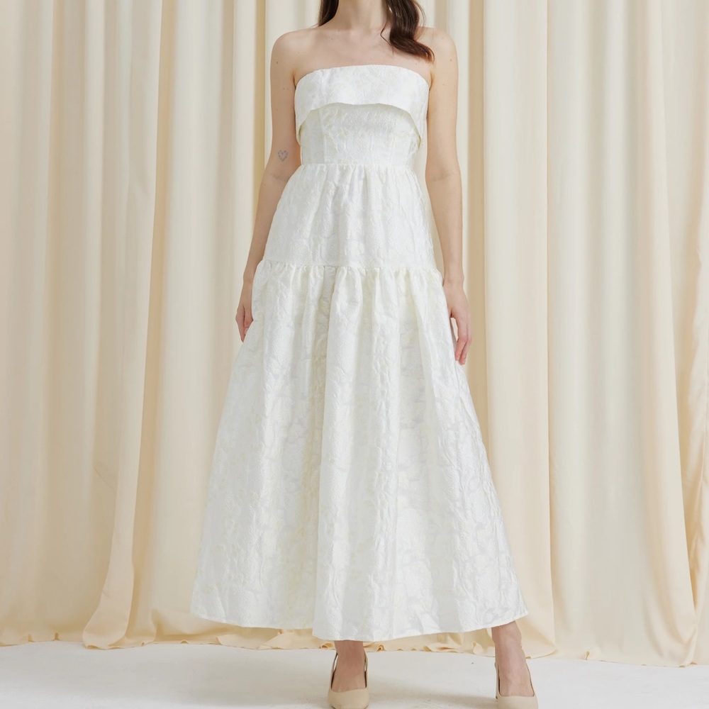 Maison Amory Swan Lake Maxi Dress-XS-Cream Custard